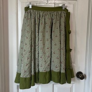 Unique vintage green cherries skirt